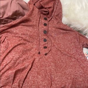 Pinkish red sweater with hoodie